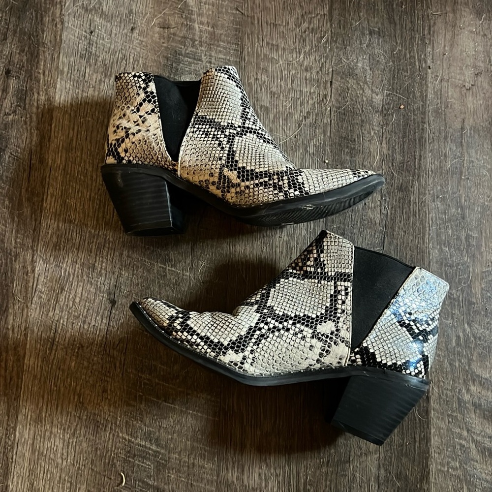 Snakeskin booties